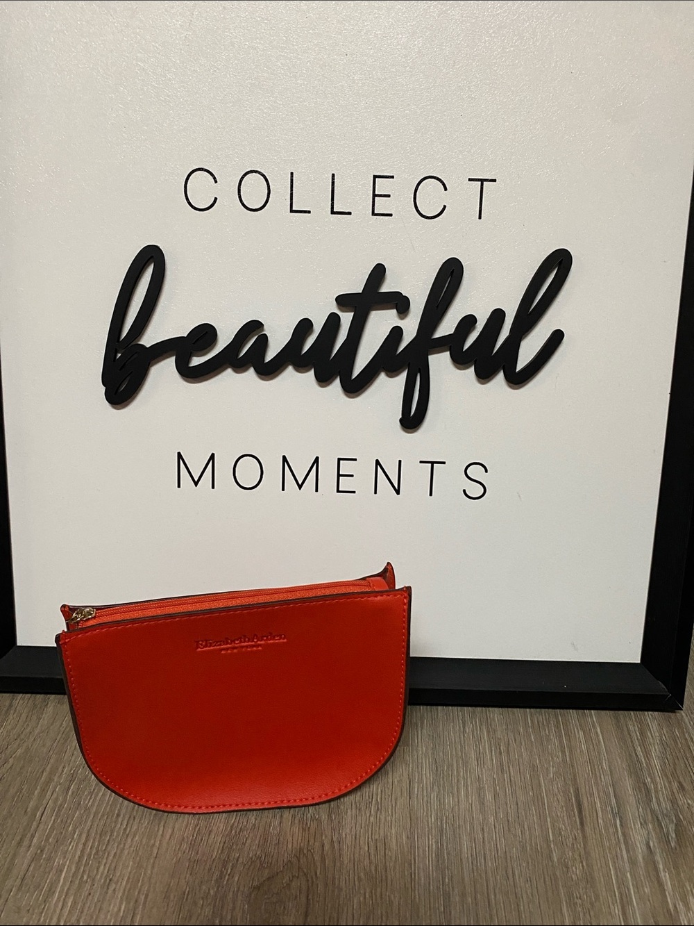 Elizabeth Arden Red Leather Zip Clutch